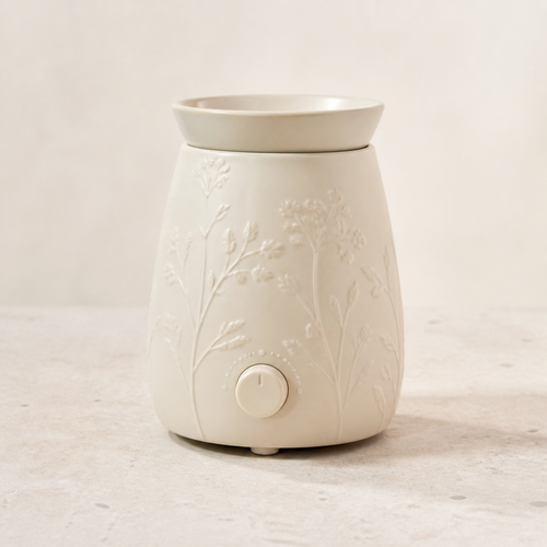 Ivory ceramic electric botanical warmer