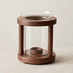 Walnut and clear glass botanical warmer